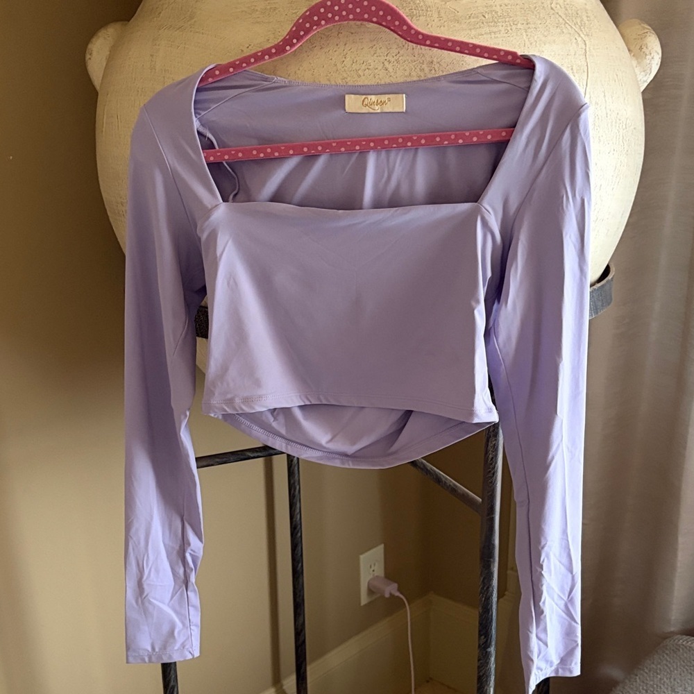 Cider Light Purple Long Sleeve Crop Top